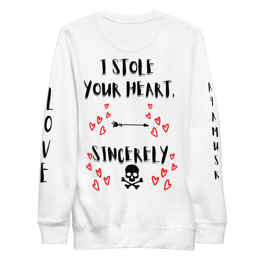 Oddity I Stole Your Heart Fleece Pullover ( Grey/ Dusty Rose / White)