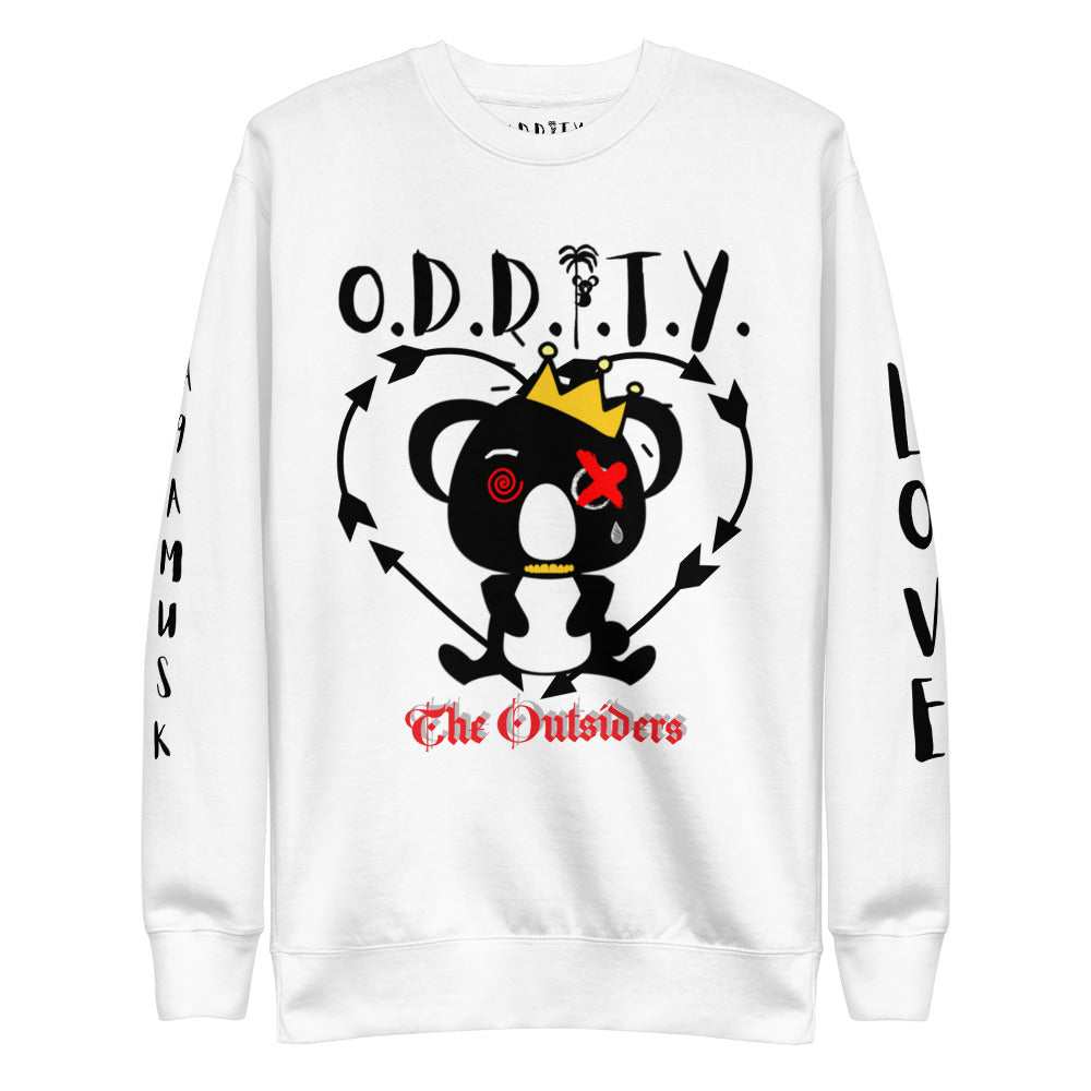 Oddity I Stole Your Heart Fleece Pullover ( Grey/ Dusty Rose / White)